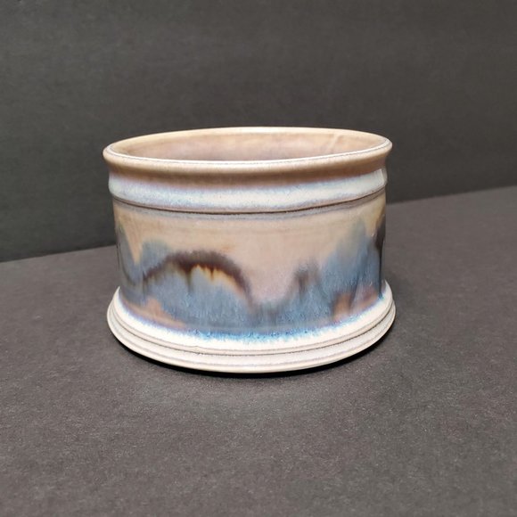 Edgecomb Potters Studio Pottery Bowl, Handmade Side Handle Dish, Beige Purple - Picture 5 of 8